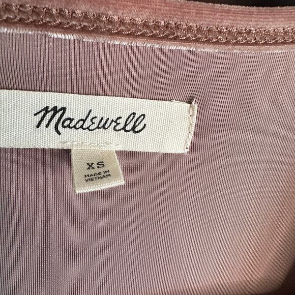 MADEWELL | Warm Ash Velvet Ballet Wrap Top Taupe Velvet | Size Extra Small - Picture 5 of 10